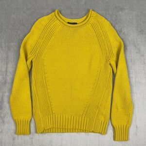 J Crew Womens Sweater Size XXS Yellow Cotton Fisherman Cotton Cable Knit Preppy